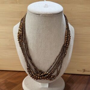 Chocolate Brown Long Multi Strand Beaded Lightweight Necklace